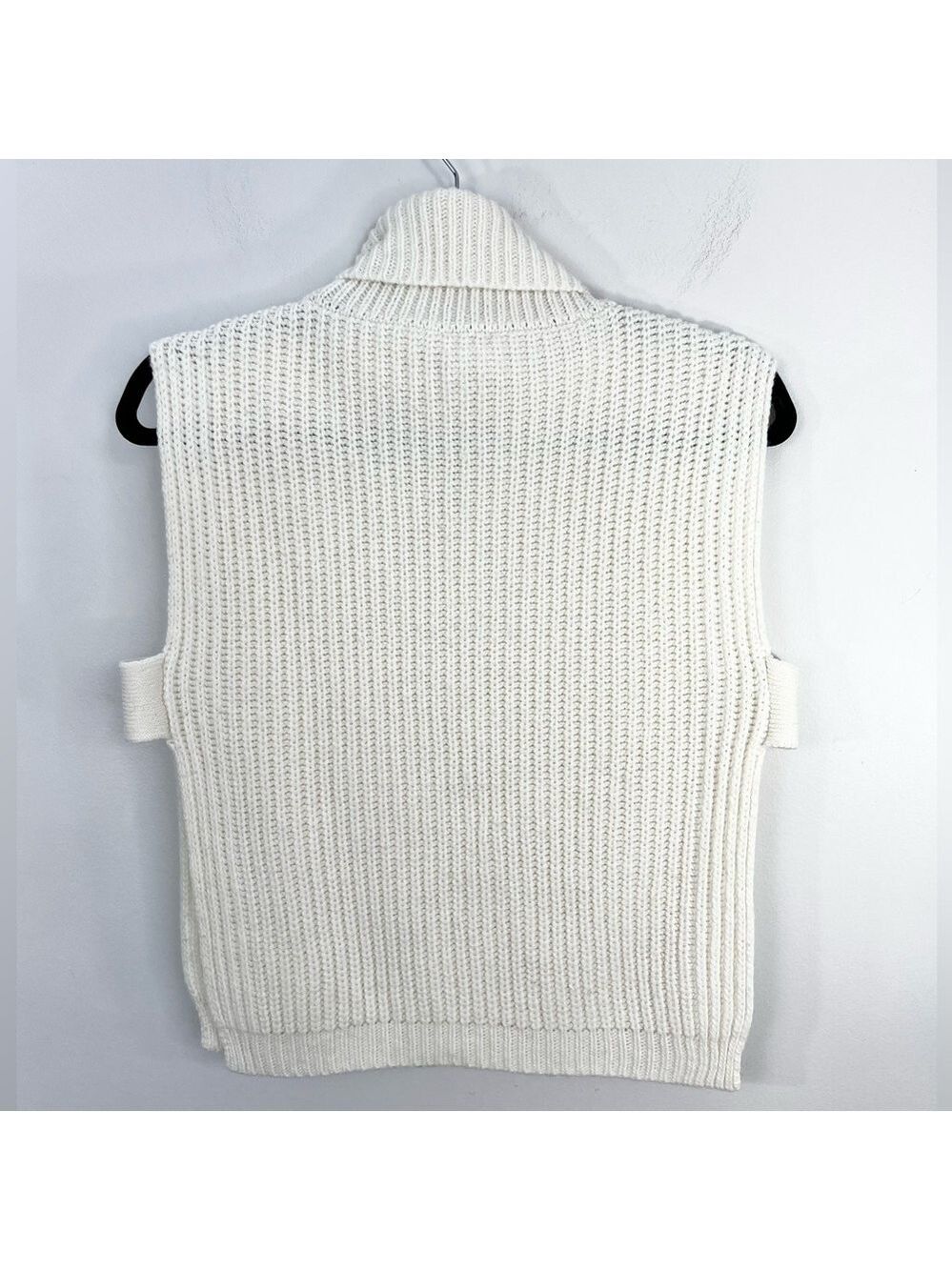 StilEstro Italy ivory cowl neck wool alpaca blend open side sleeveless sweater - Picture 5 of 14